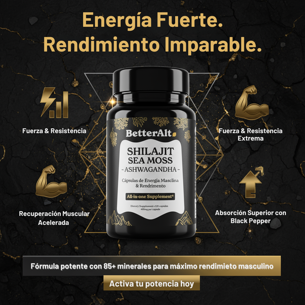 Cápsulas de Shilajit 100% Puro del Himalaya 92 Minerales (120 Cápsulas)