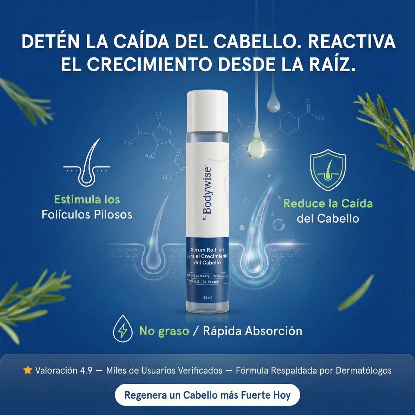 Roll-on Capilar Bodywise Cabello Fuerte