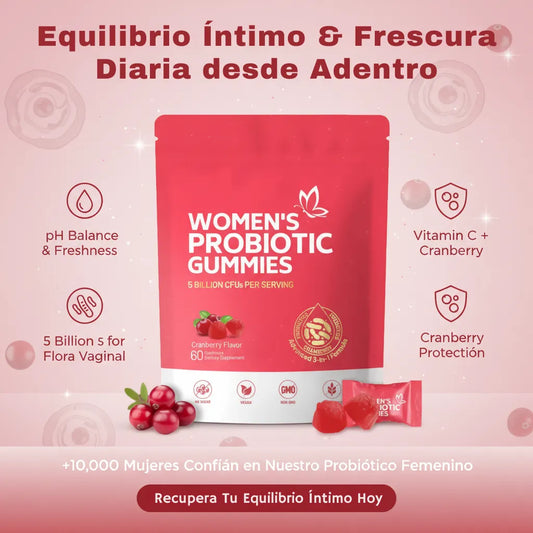 Womens Probiotic Gummies - Gomitas Naturales para Flora Vaginal, pH Saludable y Bienestar Interno (60 Gomitas)